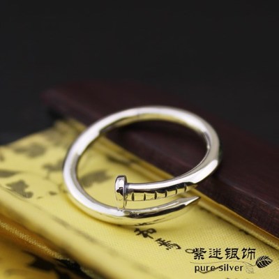 925 Sterling Silver Screw Nails Ring